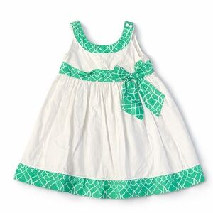 Janie and Jack White Green Bow Dress Girls 2T Spring Easter